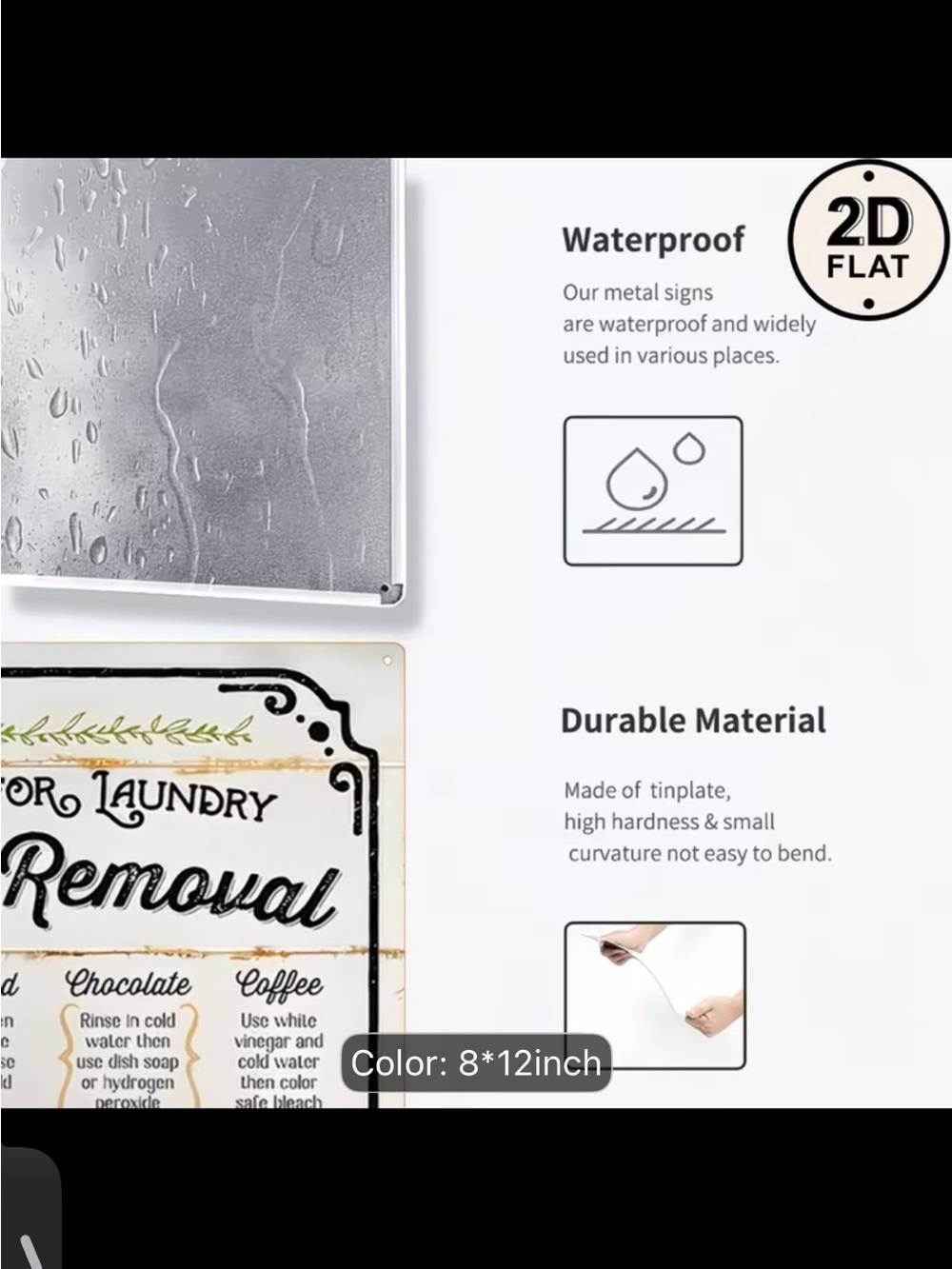 Vintage Style Laundry Stain Removal Guide Metal Tin Sign 8x12 - Picture 2 of 9